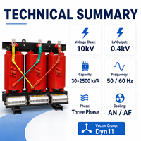Transformateur de distribution d'énergie électrique à enroulement en cuivre de type sec 10/11 kV pour l'alimentation électrique industrielle et commerciale