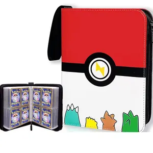 Hot 400 Cards PU Poke mon Sports Trading Card Binder Collector Álbum 4-Pocket TCG Game Card Book Holder com 50 Luva Removível