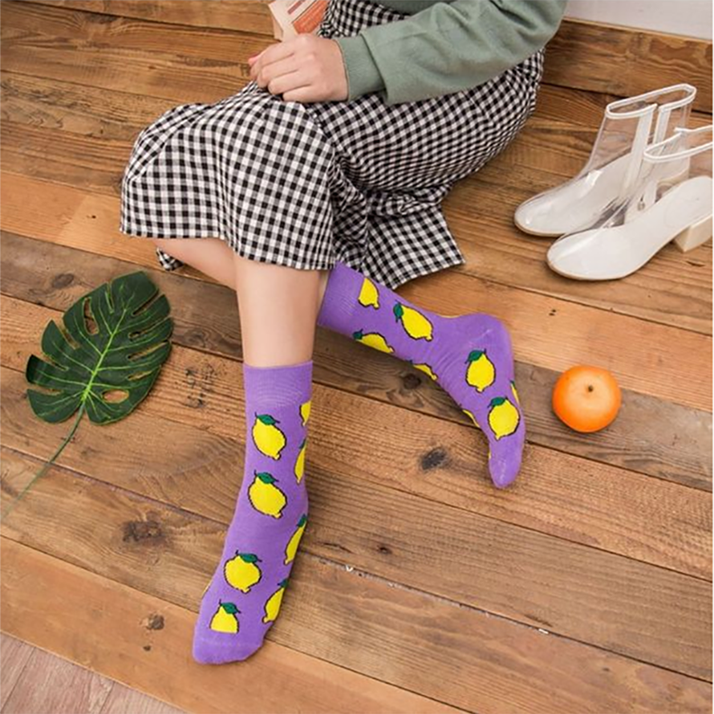 European and American Harajuku Avocado Fries Eggs Funny Color Matching Cotton Crew Tube Trendy Socks Women's Socks