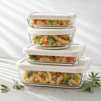 Boîte à lunch rectangulaire en verre borosilicate, sans BPA, avec couvercle en plastique anti-fuite, compatible micro-ondes, chauffable, pour la préparation des repas des nouveau-nés