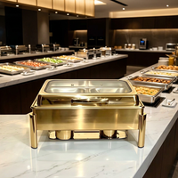 Chauffe-Plats de Buffet de Mariage à Alcool 9L - Réchaud en Acier Inoxydable Noir et Or
