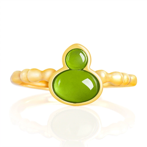 แหวนหยกแท้ธรรมชาติรูปนกฟีนิกซ์ วัสดุหยกและอาเกตโบราณ แหวนหยกฝังเงิน S925 สำหรับผู้หญิง - Product Image 2