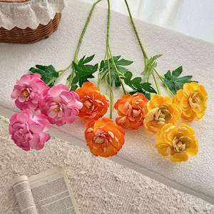 Fleurs artificielles en soie, roses, haute simulation, branche unique, décoration de mariage, décoration de la maison, orange jaune - Product Image 4