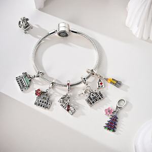 Breloque originale de <span class=keywords><strong>voyage</strong></span> en argent 925 avec pendentif de construction de repère New York Rome Vienne pour bricolage bijoux de mode avec zircon - Product Image 3