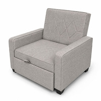 Canapé-lit moderne trois places avec accoudoirs, convertible, revêtement en tissu, gain de place pour salon et appartement