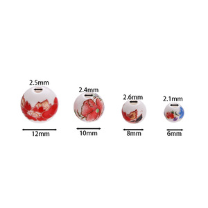 Ceramic Round <b>Beads</b> 12mm Antique Style Printed For Jewelry Making DIY Accessories Mixed Colors <b>Loose</b> <b>Beads</b> - Product Image 4