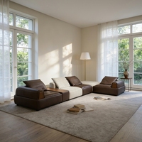 Canapé en cuir véritable italien de luxe en forme de L KMJ, meubles de salon, canapé moderne minimaliste