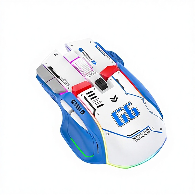 HXSJ G6 Ten Key Wireless Tri-Mode 2.4Ghz Gaming Mouse Ergonomic Design RGB Lighting Modes Six Step 4000 DPI Factory Price