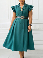 Robes de Carrière Tendance pour Femmes – Élégantes et Décontractées, à Manches Mi-Longues, Col en V – Robes de Bureau Formelles pour Femmes – Robes Africaines de Travail