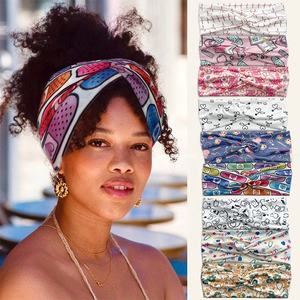 Fascia elastica da donna a torsione incrociata a testa larga annodata fascia elastica <span class=keywords><strong>per</strong></span> coda di cavallo sportiva <span class=keywords><strong>per</strong></span> <span class=keywords><strong>divise</strong></span> mediche da infermiere - Product Image 2