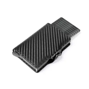 10 Cards Carbon Fiber Wallet Metal Box Rfid Card Holders With Wallets Automatic Pop Up Wallet 2024