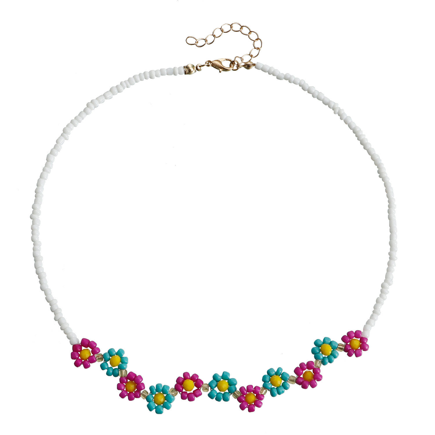 ลูกปัดข้าวขาว4เม็ดพร้อมดอกไม้สีเข้ม