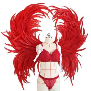 <span class=keywords><strong>Grand</strong></span> événement Plume de <span class=keywords><strong>tuba</strong></span> rouge Ailes d'ange Costume Performance Accessoires de danse Performance de danse les belles plumes de la fête - Product Image 1