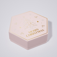 Boîte à bijoux rigide hexagonale rose de luxe, emballage en carton fait main de forme irrégulière pour le rangement de bijoux fins et cadeaux