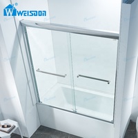 Porte de douche coulissante en verre trempé avec cadre en aluminium Weisdon, cabine de douche pour salle de bain
