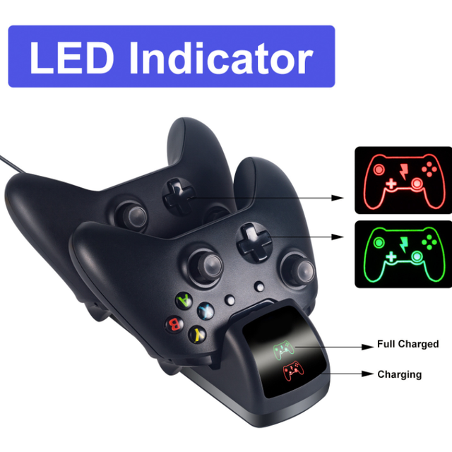 Dual Charging Station for Xbox One X S Controller LED Charger Dock with 2 Batteries Kit Gaming Accessories