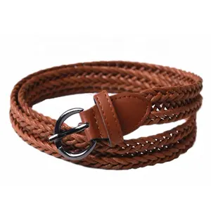 30mm Brown Wholesale fashion customized fabric rope knitted woven thin waist braided belt
