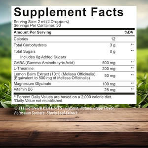 Gotas Líquidas Premium Personalizadas para Relaxamento com GABA, L-Teanina, Magnésio e Vitamina B6 – Suporte Calmante para Alívio do Estresse - Product Image 2