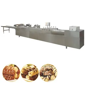 250 kg/saat tahıl Bar enerji Bar şeker yapma makinesi Protein Bar üretim hattı tatlı çikolata kaplama Enrobing makineleri