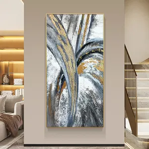 Custom modern wall art home decor luxury large abstract gold foil hand painted canvas oil painting with frame