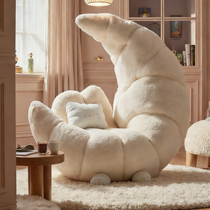 Sillón Puff Moderno de Lujo en Forma de Croissant, de Felpa Suave, Tipo Luna, Cómodo y Estético para el Salón - Product Image 2