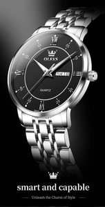 Jam Tangan Quartz Pria OLEVS 3680 Bisnis Diameter 40MM Tali Baja Tahan Karat Solid Tahan Air 30M Analog - Product Image 2