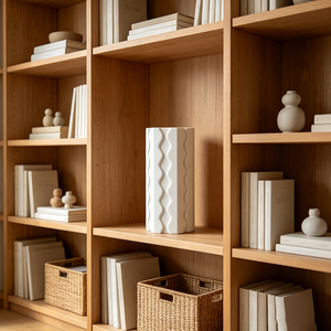Vaso <span class=keywords><strong>in</strong></span> Ceramica Esagonale Bianco Opaco con Linee Ondulate Verticali 3D, Stile Wabi Sabi, Decorazione per Mobile <span class=keywords><strong>in</strong></span> <span class=keywords><strong>Cemento</strong></span> - Product Image 4
