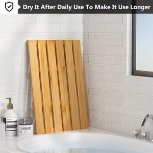 Tapis de bain en bois, tapis de salle de bain, tapis de douche en bois, accessoires antidérapants imperméables pour une utilisation en intérieur ou en extérieur - Product Image 5