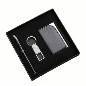 Design Wholesale <b>Personalized</b> Custom Pu Leather <b>Keychain</b> Promotion Luxury Gift Set for Office Employees Souvenir Business Gifts - Product Image 1
