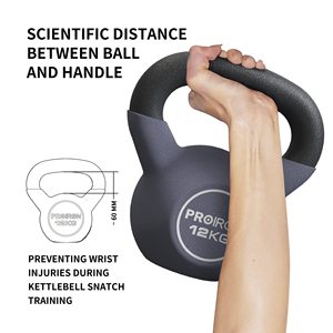Kettlebell de neopreno para gimnasio en casa, logo personalizado negro duradero, 16kg, levantamiento de potencia usado - Product Image 3