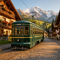 Tramvay Eléctrico Vintage para Pasajeros, Tren Turístico, Tranvía Clásico para Turismo Urbano y Parques de Atracciones