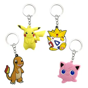 Porte-clés en caoutchouc personnalisé kawaii Pikachu série dessin animé porte-clés anime chaud porte-clés pour enfants hommes sac portefeuille clés accessoires