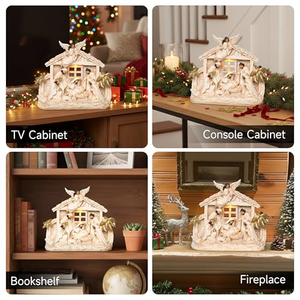Statue religieuse en résine, pièce de décoration de crèche, ange de la Nativité blanc et or, cadeau de Noël, figurine en résine, objet décoratif - Product Image 4