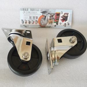 Roulettes de chariot de four à haute température SUS304 75/100/125mm roulettes de plaque pivotantes en nylon 304 en acier inoxydable pour fours de cuisson - Product Image 3