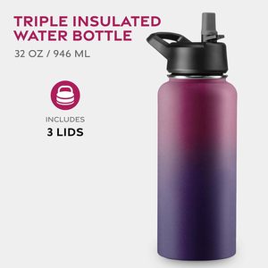 Customized Vacuum Insulated Wide Mouth Sports Water Bottle <b>Flask</b> Double Wall Stainless Steel 6-12 Hours Thermal Insulation - Product Image 2