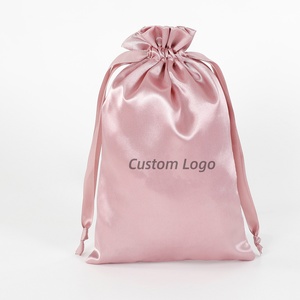 Sacs en satin doux de haute qualité pour bijoux, pochettes anti-poussière en soie satinée, sacs à cordon pour cheveux avec logo imprimé – Vente en gros - Product Image 1