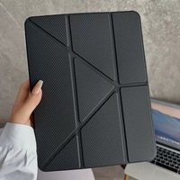 Casing Tablet Kulit PU Pola Serat Lipat 3 Y untuk iPad Generasi ke-10 10.9 Inci untuk iPad Generasi ke-11 2025 Casing TPU Anti Benturan