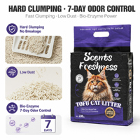 Litière pour chat en gros, mélange de tofu et de maïs, à base de farine de soja, agglomération rapide et ferme, sans bris, faible poussière, jetable aux toilettes, fabrication OEM, marque privée