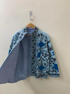 Hand Embroidered Suzani TNT <b>Jacket</b> Winter Wear <b>Jacket</b> Embroidery Kashmiri Short <b>Mandarin</b> <b>Collar</b> <b>Jacket</b> Bohemian Style Coat - Product Image 3