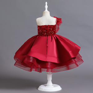 MQATZ Derniers Modèles Robe de Bal en Satin pour Fêtes d'Anniversaire Enfant, Robe à Paillettes et Nœud pour Mariages de Petites Filles et Rôles de Princesse Fleurie - Product Image 3