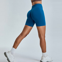 Venta al por mayor de mujeres de cintura alta sin costuras activo Scrunch Yoga Shorts Control de barriga Levantamiento de glúteos Gimnasio Entrenamiento Pantalones cortos transpirables ajustados
