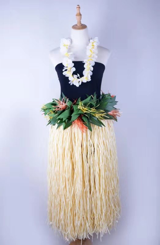 タヒチアンダンス　ヒップベルト、ハク、レイ　　2点セット　人工葉　使用品 値下げ タヒチアンダンス ヒップベルト、ハク、レイ 2点セット