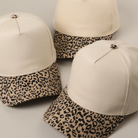 Casquettes de baseball 5 panneaux imprimées léopard bicolores, style trucker, tendance, luxueuses, respirantes et imperméables
