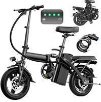 Vélo électrique pliable en acier au carbone, best-seller, super léger, portable, 7 vitesses, moyeu arrière, frein à disque avant, frein à tambour arrière, batterie au lithium 48 V