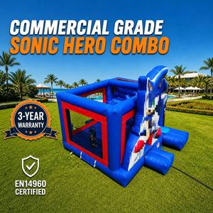 Château gonflable combiné avec toboggan Dash Hero bleu en PVC de qualité commerciale 0,55 mm, durable, pour événements et fêtes d'enfants - Product Image 2