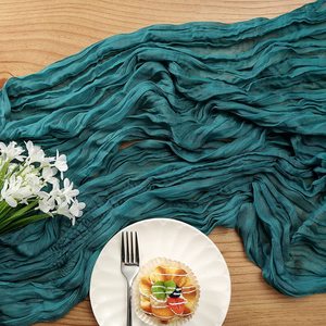90*300CM Anpassbare Knittergaze-Tischdecke mit Einfarbigem Muster für Hochzeit, Geburtstag, Party und Feiern - Product Image 3