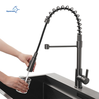 Robinet de cuisine monocommande à arc haute portée avec douchette extractible, eau chaude et froide, de l'usine chinoise