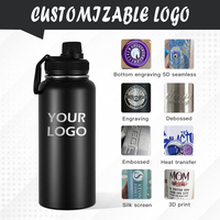 Özel Logo 500ml Paslanmaz Çelik Çift Cidarlı Vakumlu Yalıtımlı Sızdırmaz BPA İçermeyen Su Şişesi LED Sıcaklık Göstergeli Tutma Saplı