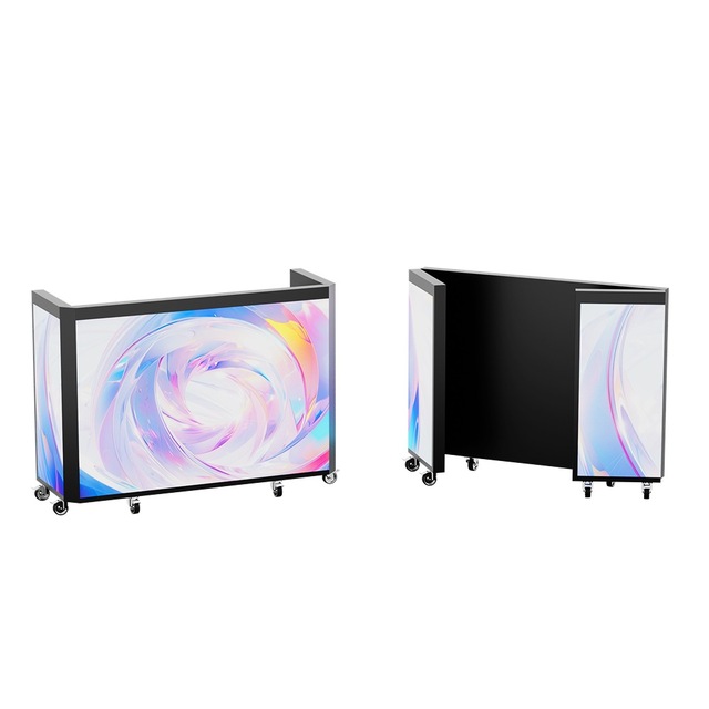 Led Video Wall Screen Portable Dj Booth Facade P1.56 P1.95 P2.6 P3.91 Rolling Tri Foldable Plegable Mobile Led Dj Booth