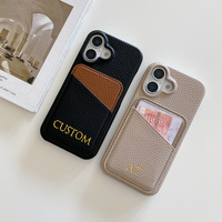 Porte-cartes personnalisé gravé nom lettre étui de téléphone en cuir pour iPhone16Promax 11 12 13 14 15ProMax 16Plus couverture